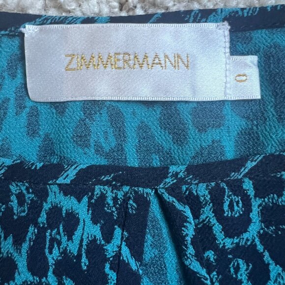 Zimmermann Teal & Black Animal Print Keyhole Dress – Size 0 - Picture 10 of 11